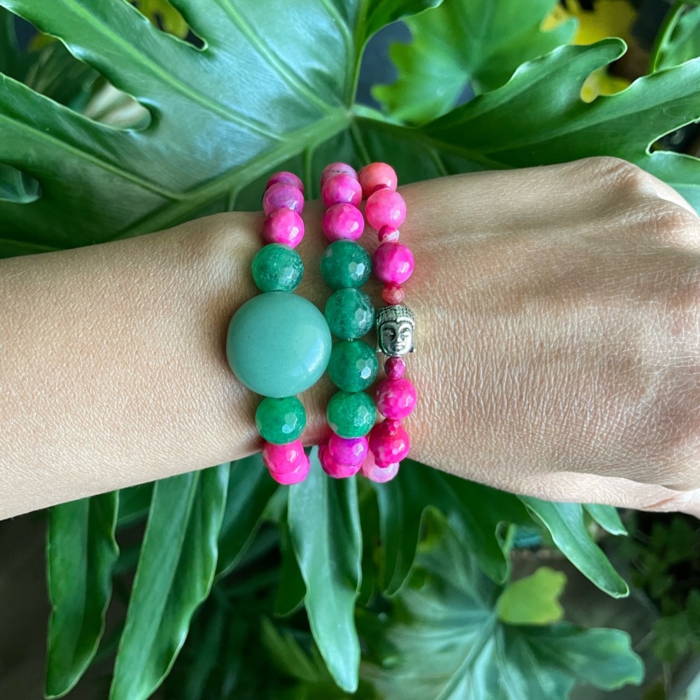 Green Aventurine & Agate Bracelet set - Picture 3 of 6